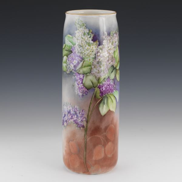 Appraisal: LENNOX BELLEEK PAINTED WISTERIA VASE x Depicting purple and white