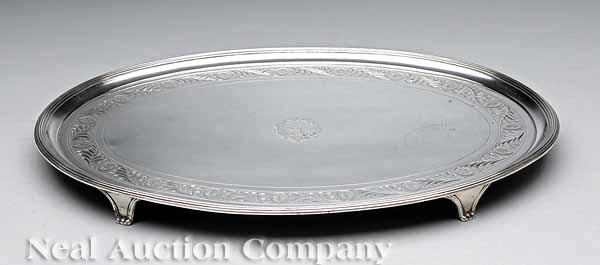 Appraisal: A George III Crested Sterling Silver Oval Salver Robert Salmon