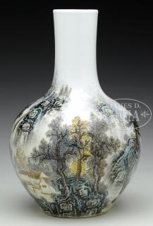 Appraisal: FAMILLE ROSE FLOWERS BIRDS VASE th century Of globular form