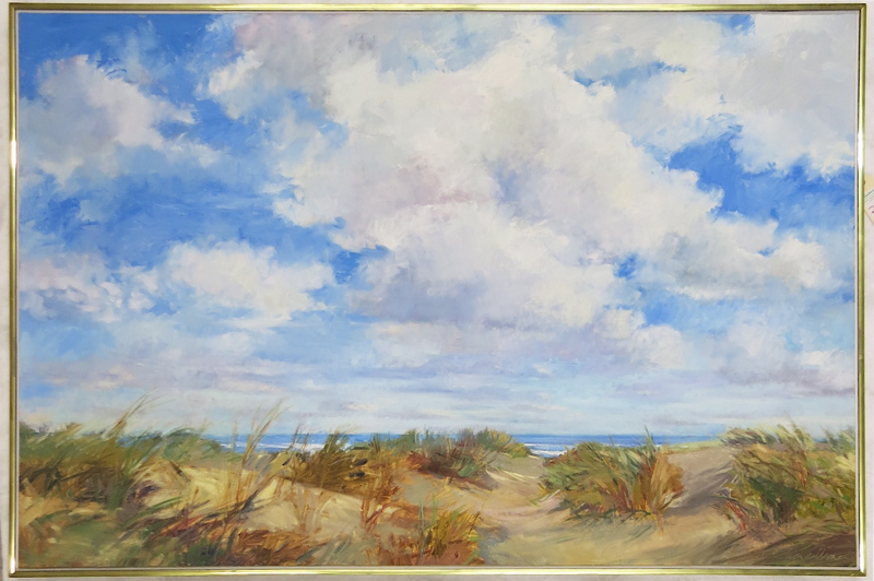 Appraisal: LARGE SEASCAPE OIL ON CANVAS beach grass and dunes with