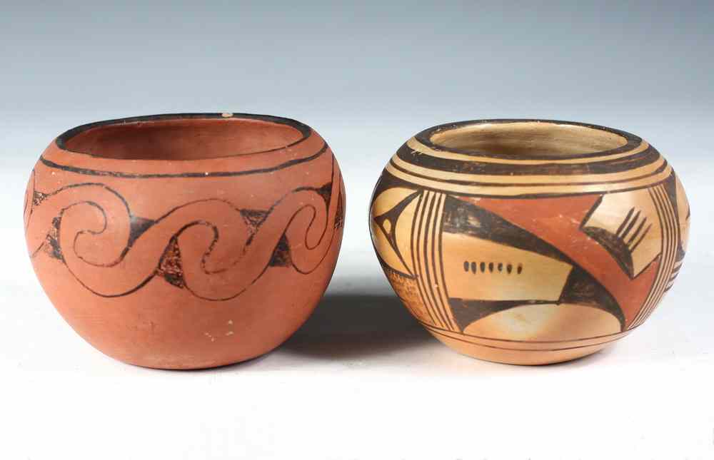 Appraisal: NATIVE AMERICAN POTS - Two s Vintage Navajo Painted Pots