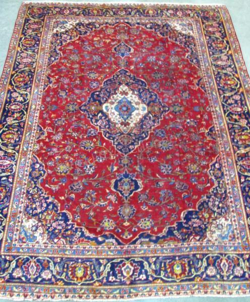 Appraisal: Handmade Oriental Room Size Rug Kashan design red field with