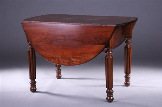 Appraisal: BRITISH COLONIAL STYLE ROSEWOOD DROP-LEAF BREAKFAST TABLE th century with