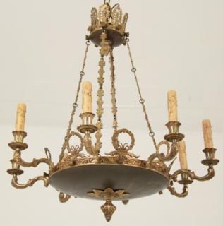 Appraisal: FRENCH EMPIRE LIGHT GILT BRONZE CHANDELIER FRENCH EMPIRE LIGHT GILT