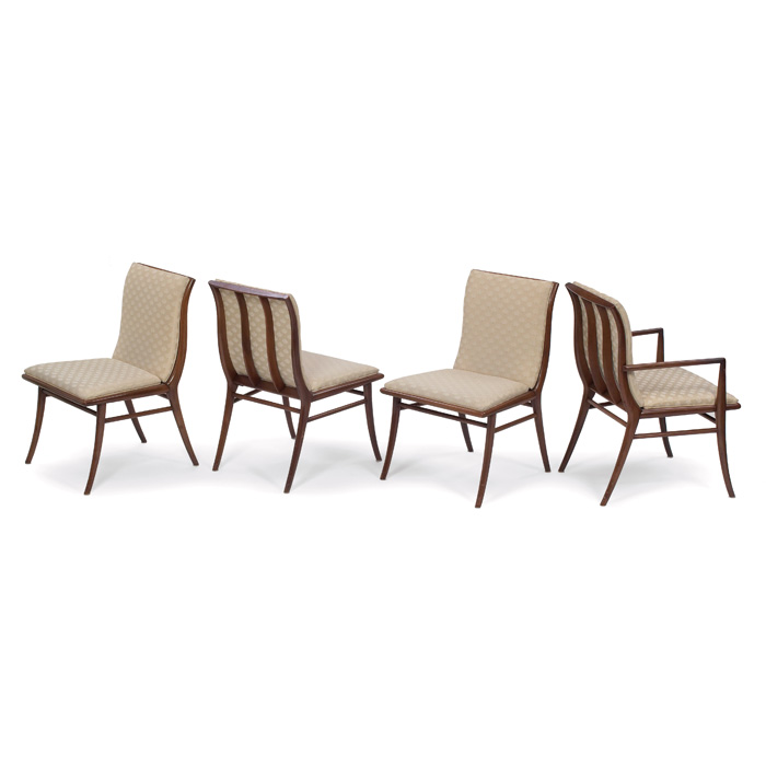 Appraisal: T H Robsjohn-Gibbings dining chairs four by Widdicomb walnut frames