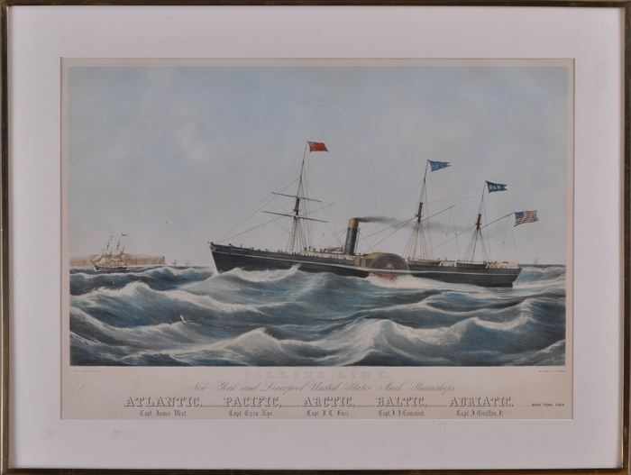 Appraisal: TH C SCHOOL COLLINS LINE MAIL STEAMSHIPS Lithograph in color