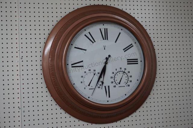 Appraisal: Large Round Metal Frame RC Satellite Wall Clock Indoor Outdoor