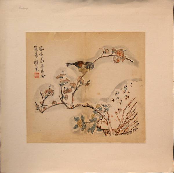 Appraisal: A large group of Chinese painted album leaves and wood