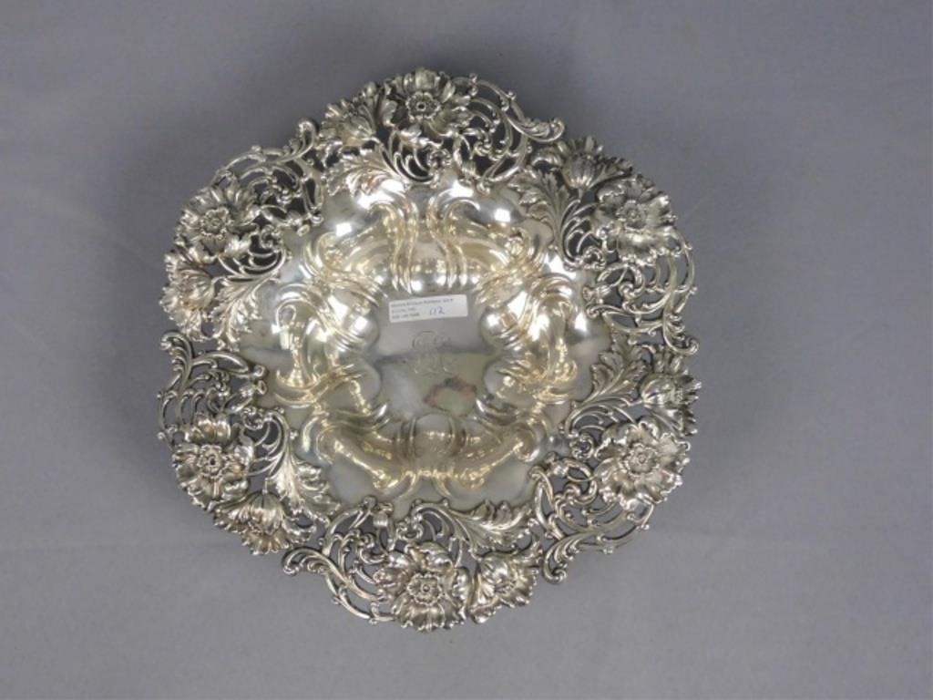 Appraisal: DOMINICK HAFF STERLING SILVER FRUIT BOWL ornate repousse design with