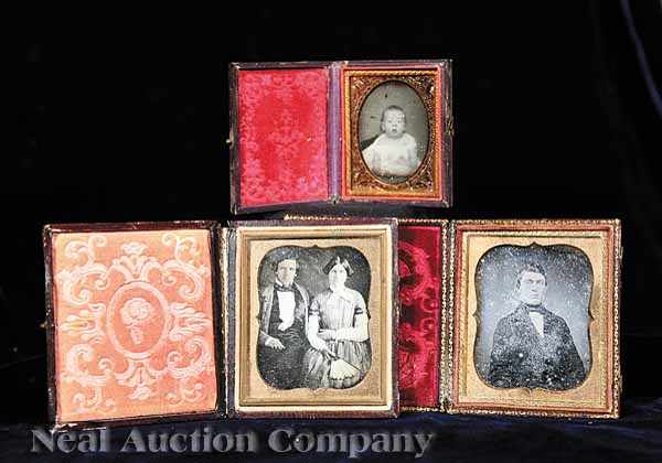 Appraisal: Cased Images a group of three daguerreotypes consisting of a