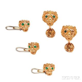 Appraisal: kt Gold Lion Dress Set David Webb comprising cuff links