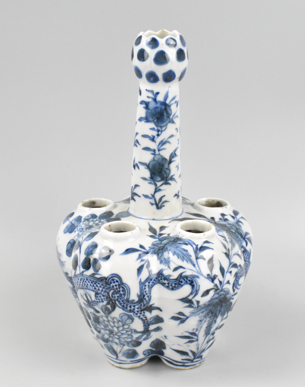 Appraisal: A Chinese blur and white porcelain vase Rising from a