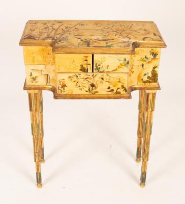 Appraisal: An Edwardian chinoiserie dressing chest the whole decorated seascapes birds