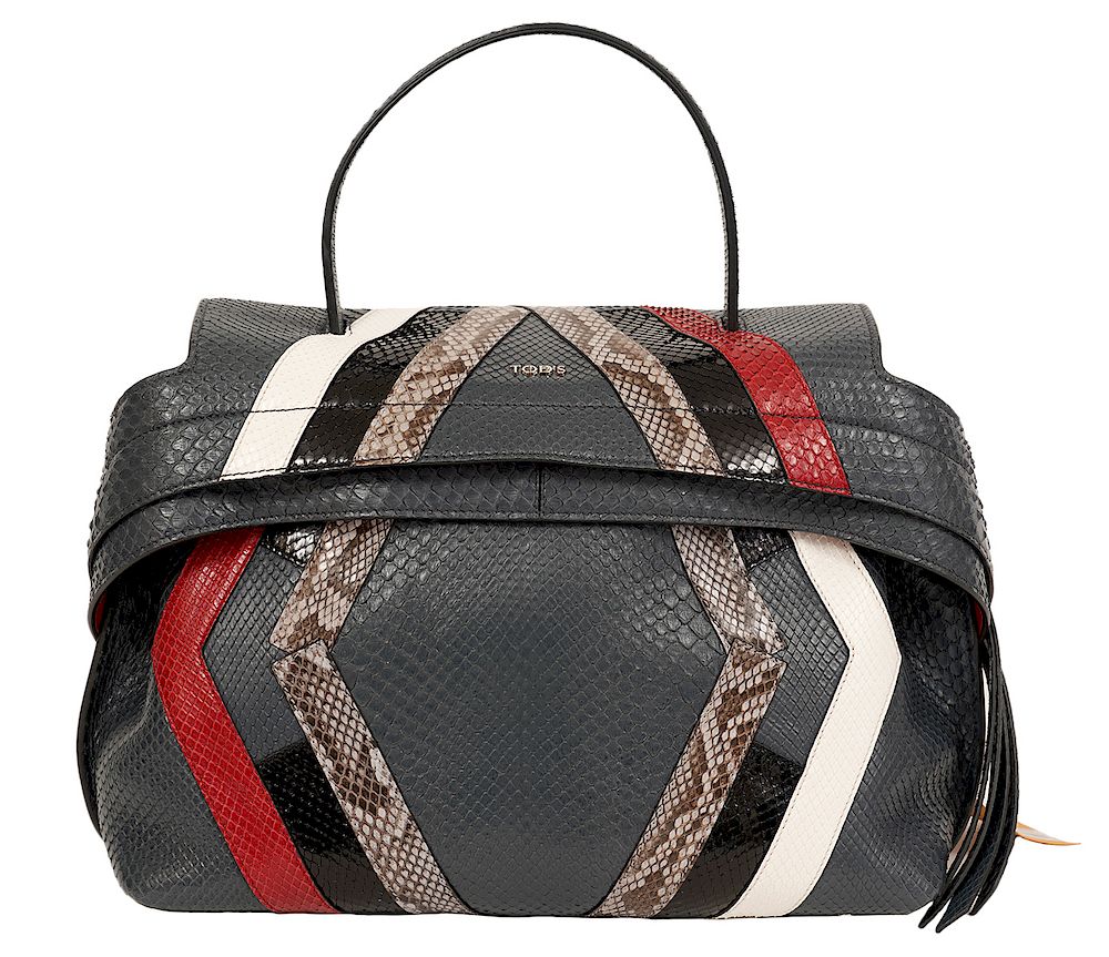 Appraisal: Tod's Python Convertible Wave Bag NEW Tod's Python Convertible Wave