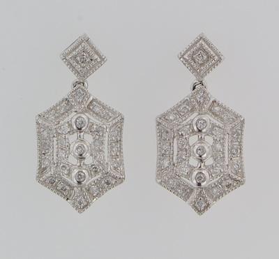 Appraisal: A Pair of Diamond Earrings k white gold earrings in