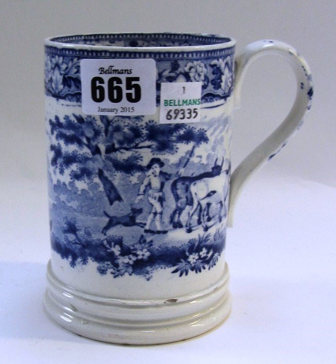 Appraisal: A Staffordshire pottery tankard th century of cylindrical form transfer