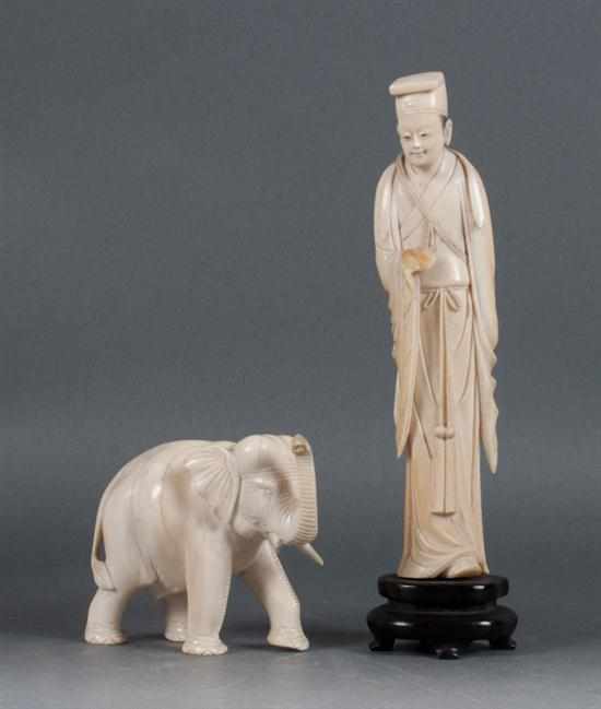 Appraisal: Chinese carved ivory figure of a civil servant and an