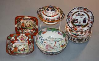 Appraisal: Twelve pieces of th C decorated ironstone china Twelve pieces