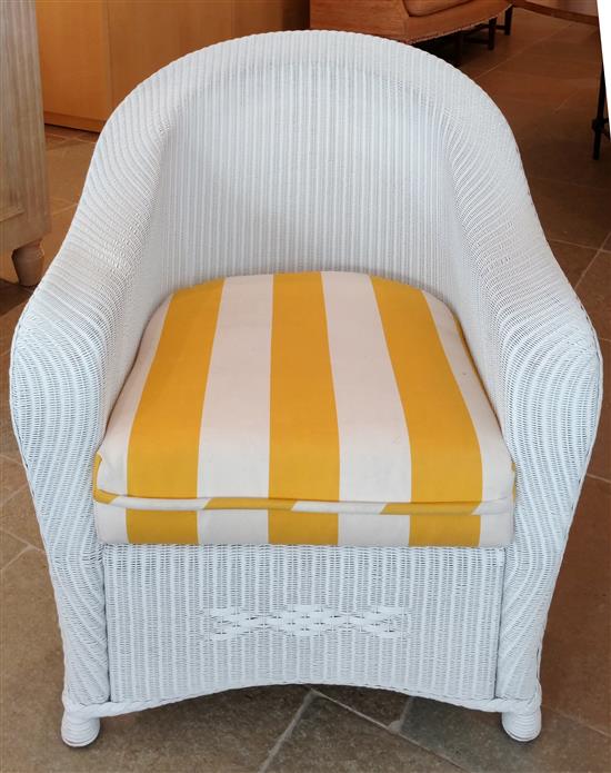 Appraisal: Sale Lot A White Painted Wicker Armchair Height inches Florida