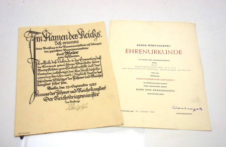 Appraisal: German pre WWII award document dated with eagle and swastika