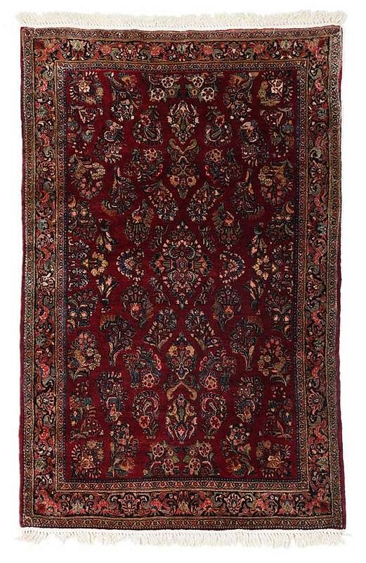 Appraisal: Sarouk Rug Persian mid th century red field with all