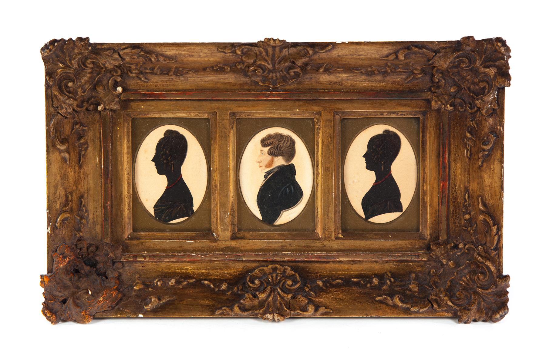 Appraisal: FRAMED SET OF THREE PORTRAITS American or English nd quarter-