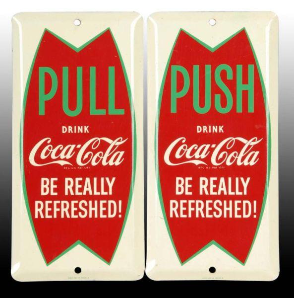 Appraisal: Pair of Coca-Cola Metal Door Push Plates Description Circa s