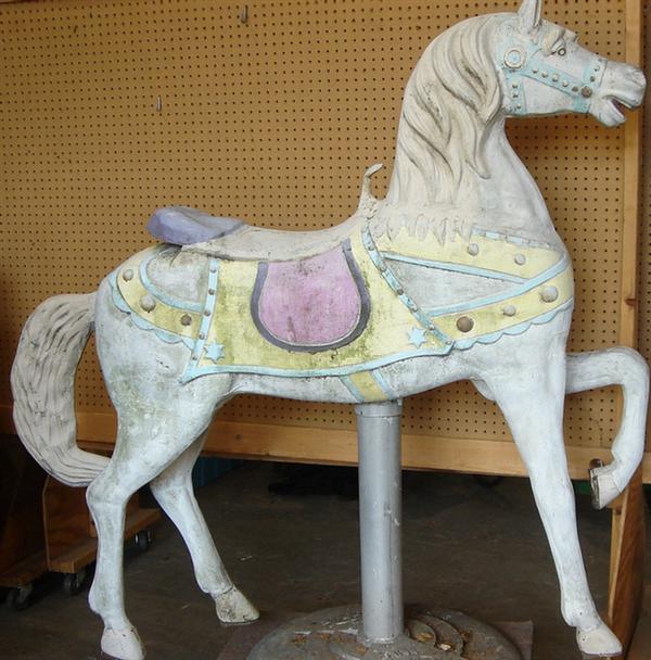 Appraisal: Cast aluminum carousel horse on Coca Cola advertising base total