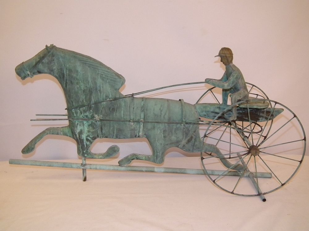 Appraisal: SURREY RIDER WEATHERVANE Old verdigris copper weathervane in form of