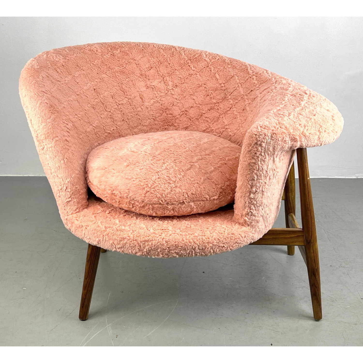 Appraisal: Contemporary Hans Olsen style Fried Egg Lounge Chair Peach Plush