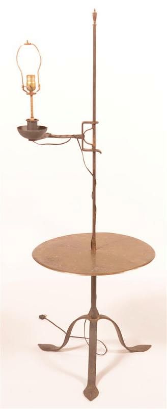 Appraisal: Early th C Adjustable Iron Brass Candlestand Early th C