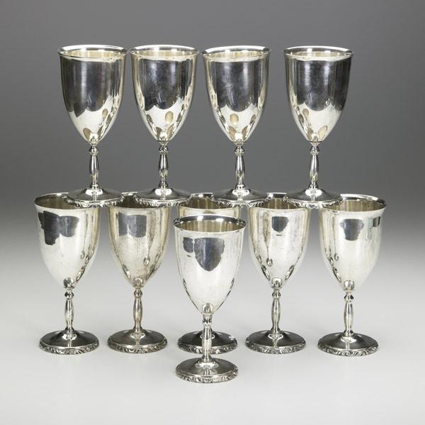 Appraisal: JUVENTO LOPEZ REYES Set of ten sterling goblets OT X