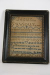 Appraisal: SAMPLER - Early th C framed sampler brown and blue