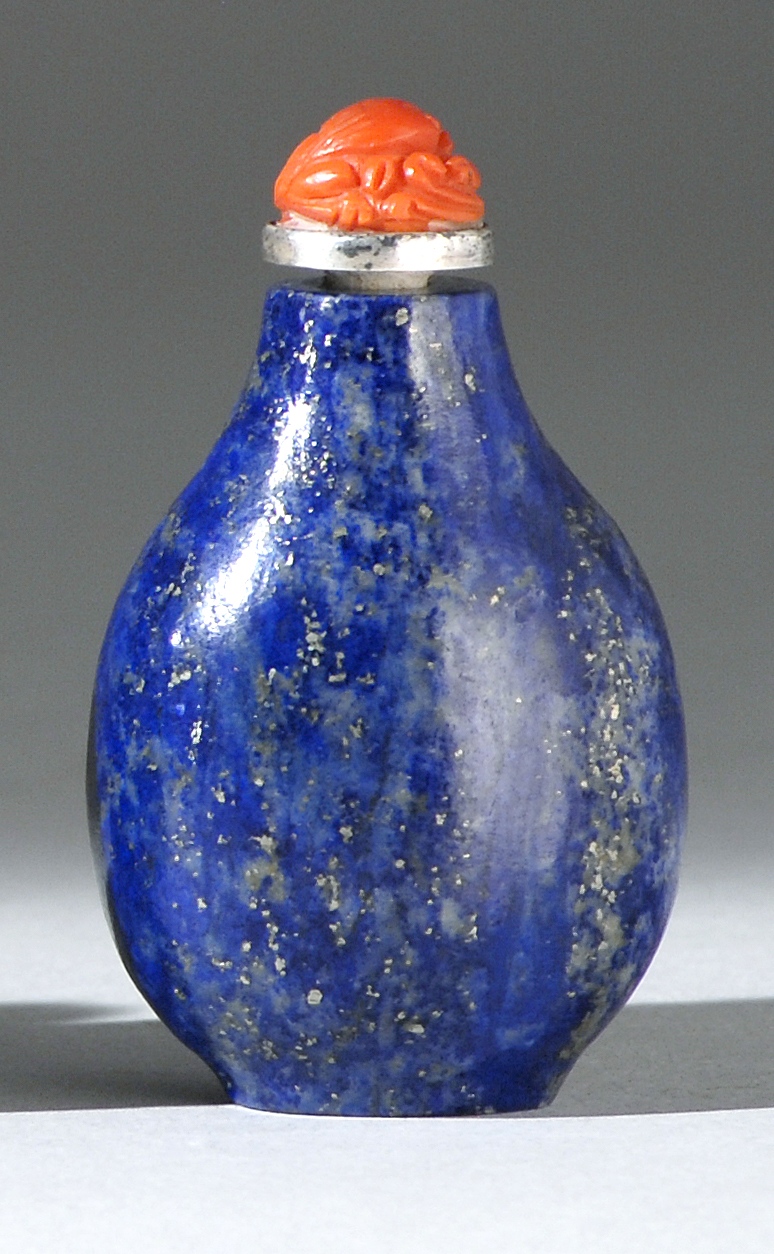 Appraisal: LAPIS LAZULI SNUFF BOTTLE In pear shape with fine color