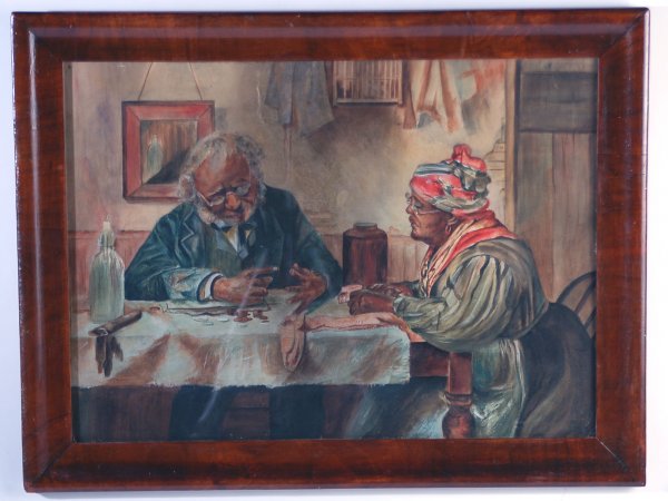 Appraisal: Watercolor on paper of an elderly black couple at a