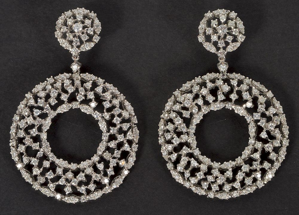 Appraisal: Impressive Ct Diamond Kt Gold Earrings Large Carat's of Diamonds