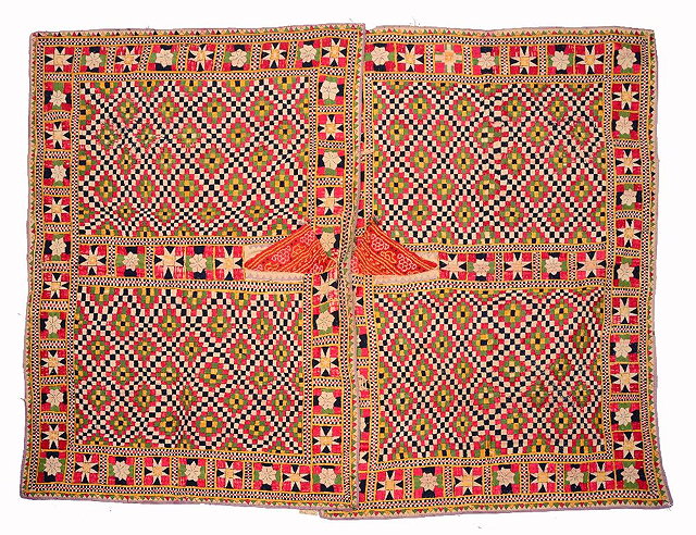 Appraisal: A PAIR OF INDIAN GUJARATI BULLOCK COVERS with green red