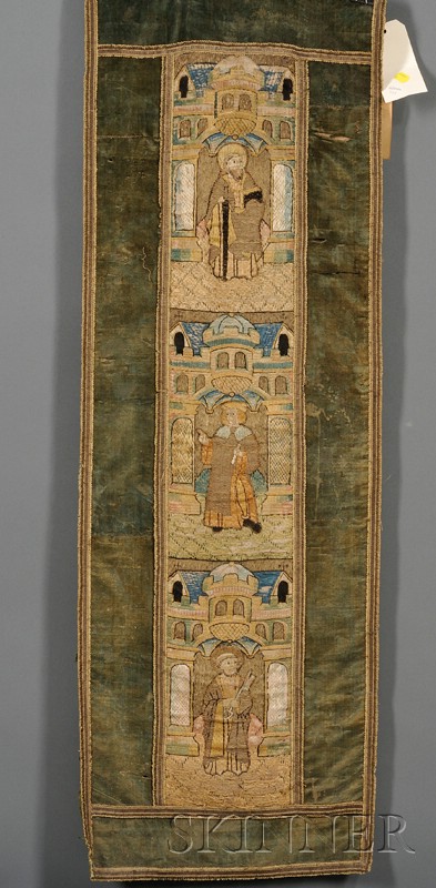 Appraisal: Continental Needlework Panel th th century rectangular stitched with three