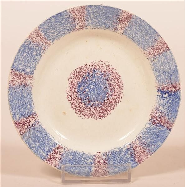 Appraisal: Blue and Purple Rainbow Spatter Cup Plate Blue and Purple