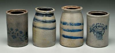 Appraisal: Four small stoneware canning jars all salt glazed with cobalt