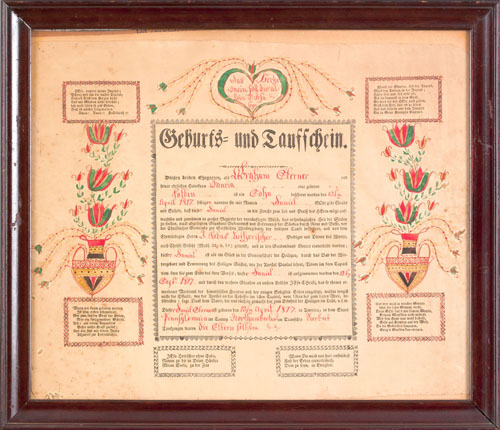 Appraisal: Northumberland County Pennsylvania printed and hand drawn fraktur dated for