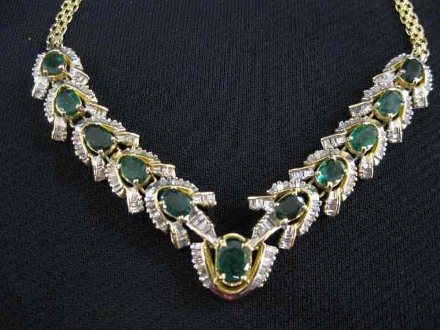 Appraisal: Emerald Diamond Necklace emeralds totaling carats and diamonds totaling carats