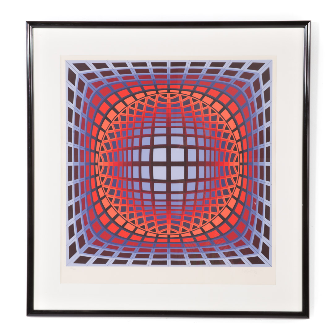 Appraisal: Victor Vasarely Composition Purple Red seri Hungarian French - Serigraph