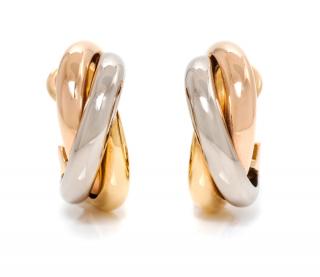 Appraisal: A Pair of Karat Tricolor Gold Trinity Earclips Cartier dwts