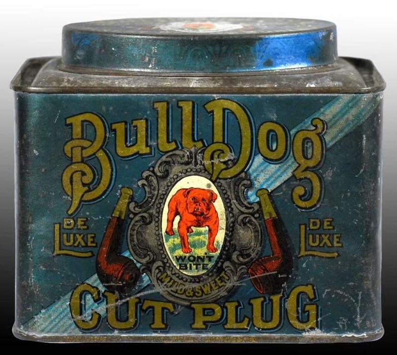 Appraisal: Bull Dog Oval Tobacco Canister Description Manufactured by the Lovell