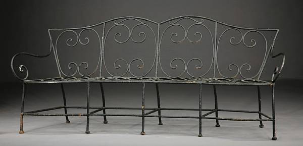 Appraisal: A pair of French painted iron and metal garden benches