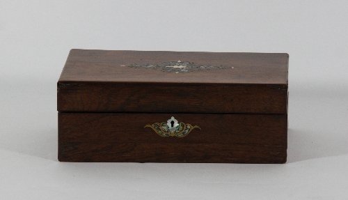 Appraisal: A rosewood and shell inlaid lap desk cm wide