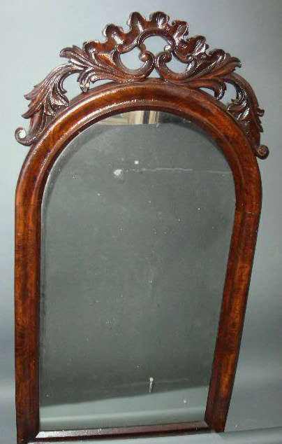 Appraisal: Victorian mahogany mirror tombstone form h x w