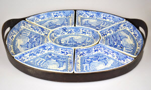 Appraisal: A Booth's 'Old Blue Danube' seven piece supper set c