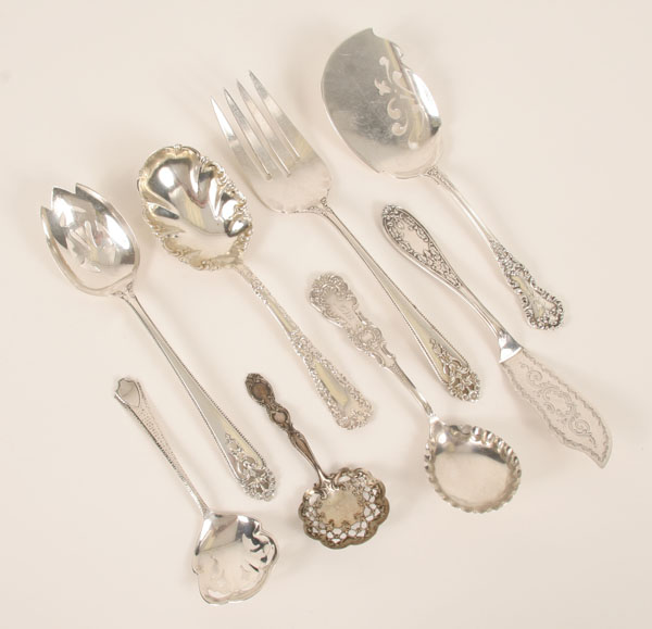 Appraisal: Eight American sterling silver serving pieces including an International Queen's